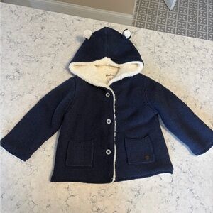 Hatley Navy Hooded Toddler Coat with Cream Sherpa